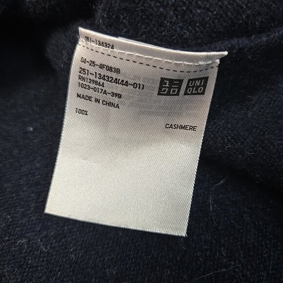 Ines De La Fressange Uniqlo 100% Cashmere Sweater Women Size Large Navy Blue - Picture 9 of 10